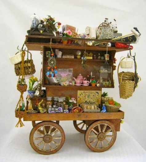 Miniature Wagon, Props Art, Faeries Gardens, Flower Cart, Miniature Rooms, Market Stalls, Miniature Diy, Melbourne Victoria, Miniature Houses