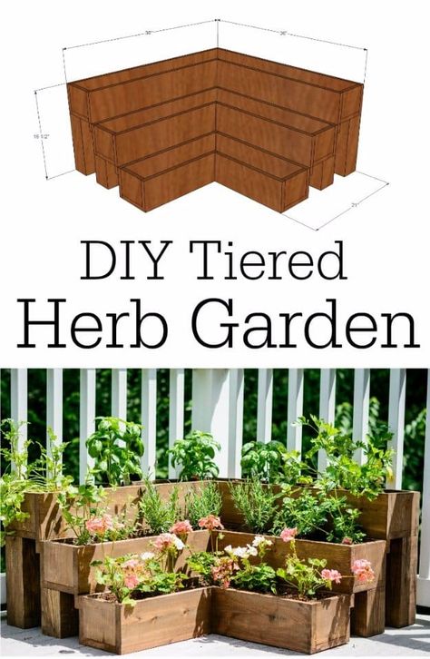 DIY Ideas for Your Garden - DIY Tiered Herb Garden - Cool Projects for Spring and Summer Gardening - Planters, Rocks, Markers and Handmade Decor for Outdoor Gardens Tiered Herb Garden, Raised Herb Garden, Herb Garden Ideas, Cool Projects, Summer Gardening, Making A Bench, Diy Herb Garden, Outdoor Diy Projects, Pallets Garden