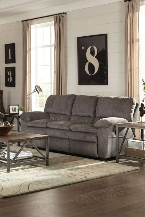 Isn't it time for a break? Kick back, relax and enjoy the comfort of the Reyes sofa from Catnapper this weekend! #Catnapper #reclining #sofa #gray #ComfortCoilSeating #MadeinAmerica Silver Living Room, Reclining Sofas, Sofa Gray, Sofa Material, Reclining Furniture, Power Reclining Sofa, Luxury Loft, Furnishings Design, Home Theater Seating