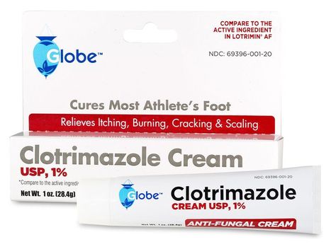 Globe Clotrimazole Antifungal Cream 1% (1 oz) Relieves The itching, Burning, Cracking and Scaling associated with fungal infe Fungal Rash, Skin Picking Disorder, Antifungal Cream, Bumpy Skin, Athletes Foot, Foot Health, Active Ingredient, The Globe, Globe