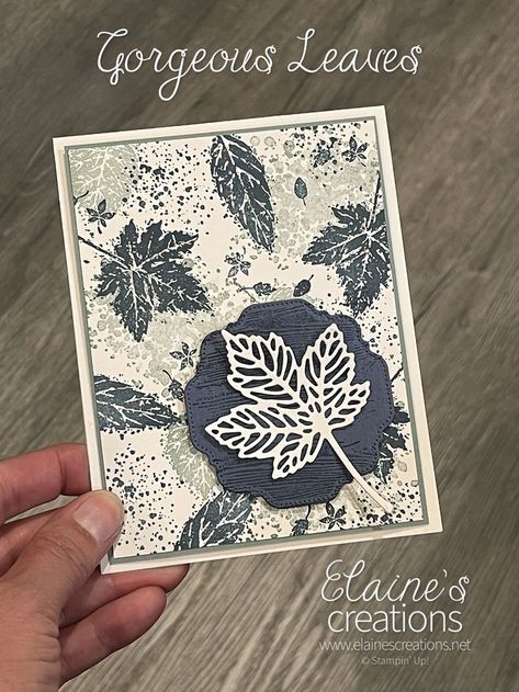 Learn how to make this card with Stampin' Up!'s Gorgeous Leaves stamp set and Intricate Leaves Dies in this video tutorial! Fall Wedding Cards, Leaves Collage, Butterfly Brilliance, Fall Cards Handmade, Thanksgiving Cards Handmade, Leaf Collage, Bridge Card, Pumpkin Cards, Leaf Cards