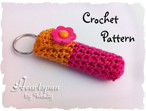 image 0 Yarn Ideas, Crochet Keychain Pattern, Lip Balm Holder, Crochet Simple, Pattern Code, Chapstick Holder, Crochet Stuff, Half Double Crochet, Gift Card Holder