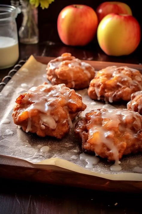 Apple Cinnamon Bites, Homemade Apple Fritters, Baked Apple Fritters, Apple Cobbler Recipe, Cannibis Recipes, Appetizers Easy Finger Food, Apple Fritters, Doughnut Recipe, Easiest Apples