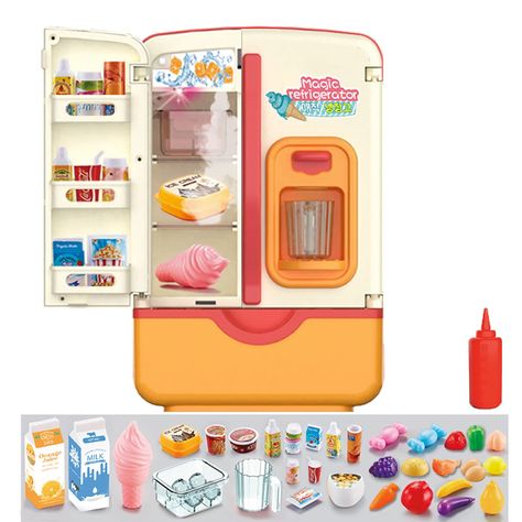 PRICES MAY VARY. music light spary food Children's refrigerator toy set with realistic lighting and spray effects and music, suitable for infants and children's kitchen toy set, complete with simulated food, materials Toy Fridge, Playset Accessories, Kitchen Playset, American Girl Doll Shoes, Board Game Box, Kitchen Toy, Toy Kitchen Set, Awesome Toys, Kids Play Kitchen