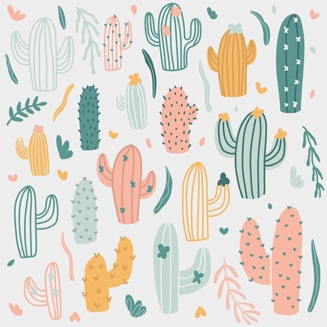 A collection of cactuses in pastel color... | Premium Vector #Freepik #vector #cactus #plants #illustration #theme Cactus Illustration Design, Illustration Theme, Glass Mural, Mural Abstract, Plants Illustration, Cactus Vector, Cactus Illustration, Mural Ideas, House Decoration