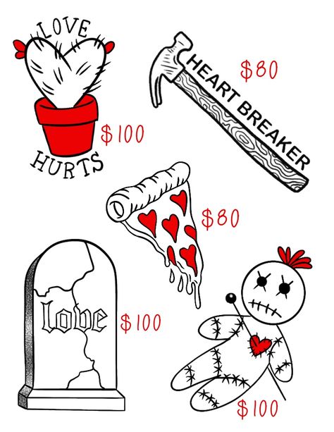 Valentine Tattoos, Anti Love Tattoo Flash, Tattoo Flash Art Grunge, Emo Tattoo Flash, Valentines Tattoos, Valentines Flash Tattoo Ideas, Valentine Flash Tattoo, Anti Valentines Tattoo, Valentines Tattoo Designs