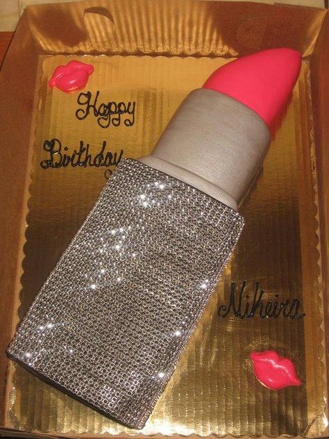 Diamond wrap lipstick cake Lipstick Cake, Make Up Cake, 26th Birthday, Cakes For Women, Crazy Cakes, Unique Cakes, Novelty Cakes, Pink Lipstick, Occasion Cakes