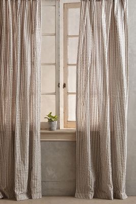 http://www.anthropologie.com/anthro/product/28904704.jsp?color=004&cm_mmc=userselection-_-product-_-share-_-28904704 Grey Window Treatments, Hamptons Decor, Striped Curtains, Home Curtains, Kantha Throw, Beautiful Interiors, Window Coverings, The Window, Drapes Curtains