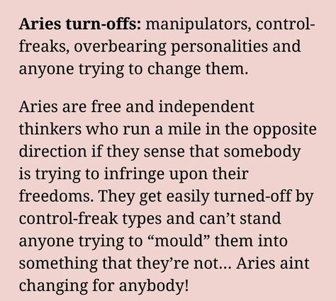 ♈💯 Aries Turn Ons And Turn Offs, Running A Mile, Turn Off, Turn Ons