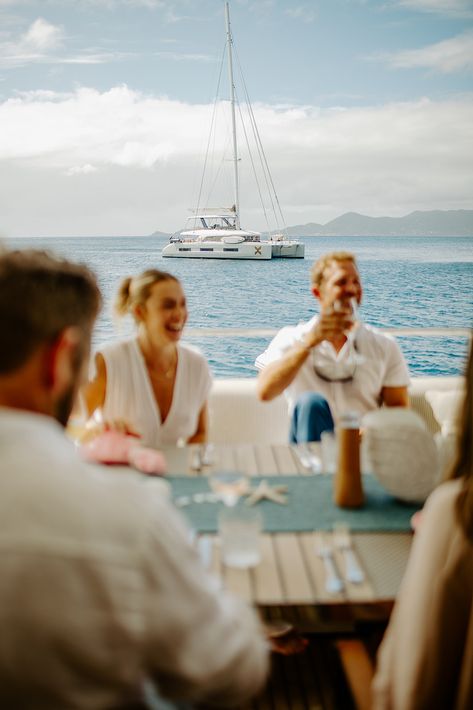 This floating restaurant has an ever-changing backdrop. With a private chef cooking up all your favorites, it doesnt get much better than THIS! Hospitality Aesthetic, Yacht Photography, Fashion 2025, Floating Restaurant, Power Catamaran, Brand Launch, Boat Day, Lifestyle Images, Yacht Party