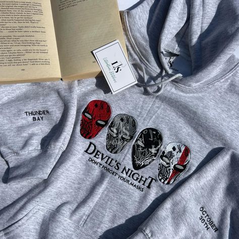 New design 👀 this was created by the lovely @bookloversanonymousx , I hope you love it! daisyhaites #bookstagram #books #windowshopping #books #smallbusiness #booktok #bookstagram #bookstagramuk #booktok #bookmerch #bookishgifts #bookclothing #moodreader #bigbookenergy #thedevilsnight Book Hoodies, Book Sweatshirts, Embroidered Book, Devils Night, The Devils, Water Waste, Book Clothes, Love Books, Bookish Gifts