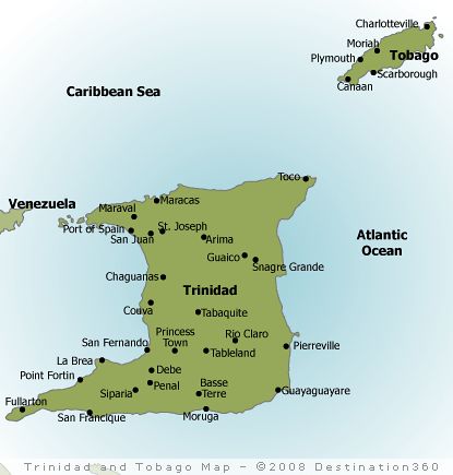 Trinidad and Tobago Map. Use the map of Trinidad and Tobago to help plan you vacation on islands like Trinidad and Little Tobago. Map Of Trinidad And Tobago, Trinidad And Tobago Map, Trinidad Map, Trinidad Recipes, Port Of Spain, Travel Reading, Caribbean Sea, Atlantic Ocean, The Caribbean