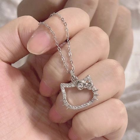 Sanrio Hello Kitty Lovely Necklace | Hello Kitty Crystal Ring https://kyoota.com/products/sanrio-hello-kitty-lovely-necklace-hello-kitty-crystal-ring Kyoota #Hot Hello Kitty Jewelry, Fashion Anime, Hello Kitty Sanrio, Cat Ring, Cat Pendants, Cat Necklace, Crystal Ring, Chain Necklaces, Crystal Necklace Pendant