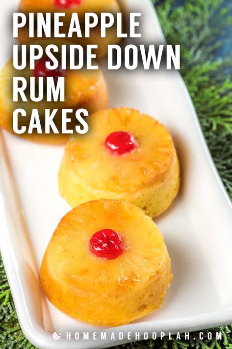 Pineapple Upside Down Cake With Rum, Finger Dessert, Yellow Cakes, Rum Cakes, Mini Pineapple Upside Down Cakes, Cups Recipes, Luau Ideas, Pineapple Upside Down Cupcakes, Pineapple Dessert