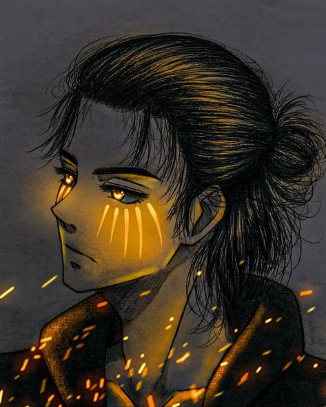 eren yeager glow art Glow Anime, Glowing Eyes, Sketch, Yellow, Anime, Art