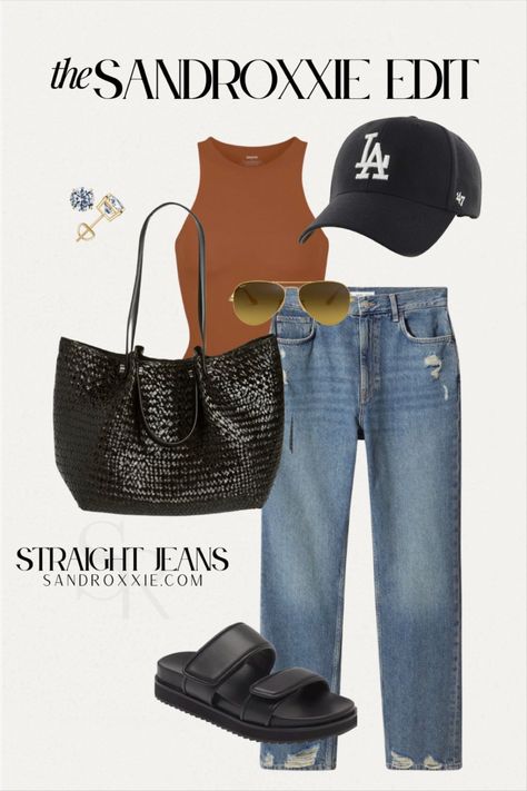 Casual Chic Outfits Summer Classy Simple Street Styles, Jeans Summer Outfit, Dressy Summer Outfits, Straight Jeans Outfit, Dressy Outfit, High Neck Bodysuit, Summer Capsule Wardrobe, Mode Casual, New Looks