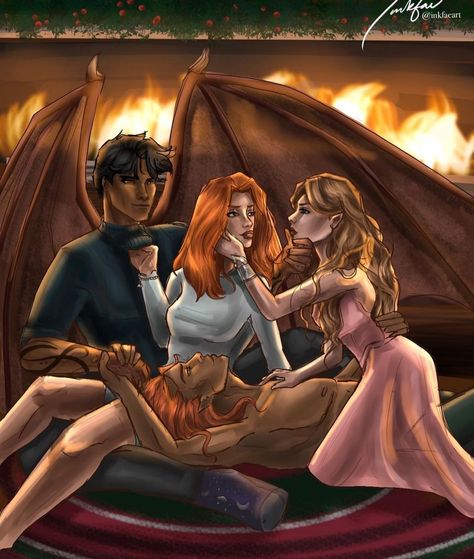 art by @inkfaeart on insta. Acotar Lucien And Elain, Gwyn Azriel, Elain Lucien, Lucien And Elain, Shia Labeouf Megan Fox, Sara J Maas, Throne Of Glass Books, Feyre And Rhysand, A Court Of Wings And Ruin