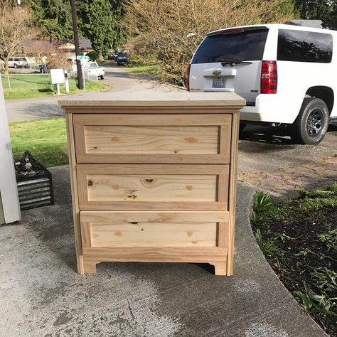 Tarva Dresser As Nightstand, Refinish Ikea Furniture, Hemnes Tall Dresser Hack, Ikea Rast Hack Nightstand, Ikea Nightstand Hack, Diy Nightstands, Ikea Rast Nightstand, Ikea Rast Makeover, Shiplap Headboard