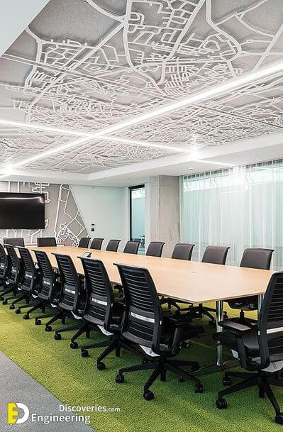 Cnc Furniture Design, Boardroom Design, Conference Room Design, Meeting Room Design, Nyc Neighborhoods, Laser Cut Screens, Furniture Design Ideas, Laser Cut Panels, Office Interior Design Modern