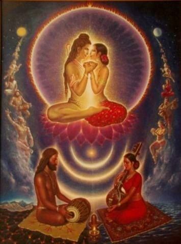 En la India, existen tres clases de tantrismos. Primero: Tantrismo blanco; segundo: Tantrismo negro; tercero: Tantrismo gris. En el Tantrismo blanco se practica Magia Sexual sin derramar el semen. En el Tantrismo negro existe el derrame del semen. En el Tantrismo gris se derrama y no se derrama el semen. A veces lo derraman, a veces no lo derraman. Este género de Tantrismo conduce al devoto hasta el Tantrismo negro. Tantric Yoga, Art Visionnaire, Twin Flame Art, Tantra Art, Flame Art, Psy Art, Spiritual Love, Shiva Shakti, Shiva Art