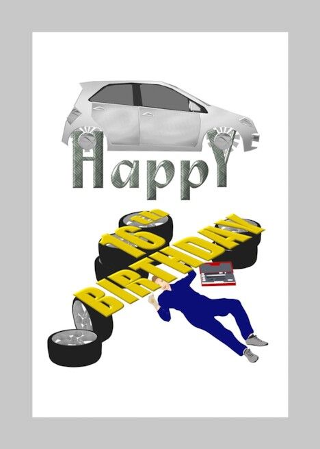 16th Birthday Car Mechanic Car And Greeting On Supports card Mechanics Birthday, Car Birthday, Birthday Cards For Boys, Happy Words, Car Mechanic, Card Card, 16th Birthday, Birthday Greetings, Bart Simpson