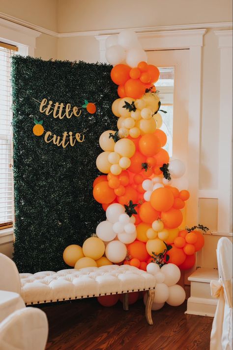 A Little Cutie Baby Shower Backdrop, Balloons And Greenery, Summer Baby Shower Themes, Cutie Is On The Way, Greenery Wall, Sprinkle Shower, Shower Backdrop, Summer Baby Shower, Main Squeeze