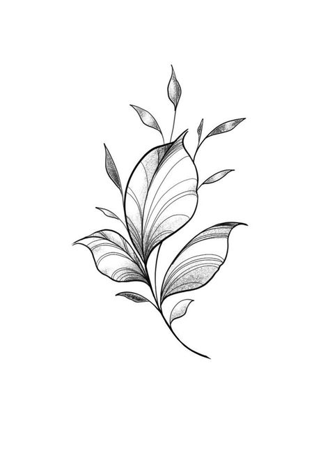 Leaves Flowers Tattoo, Leaves Drawing Tattoo, Floral Leaves Tattoo, Botanical Tattoo Vintage, Leaves Tattoo Design, Ramos Tattoo, Leaf Tattoo Design, Blatt Tattoos, Botanical Tattoo Design