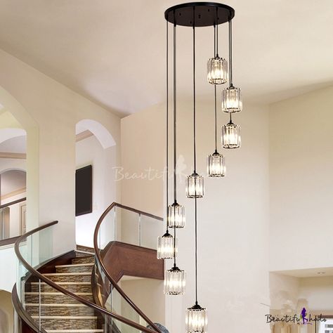 Pendant Staircase, Stairway Lights, Large Foyer Chandeliers, Staircase Chandelier Modern, Stairway Chandelier, Foyer Chandeliers, Indoor Canopy, Cluster Pendant Light, Desain Pantry