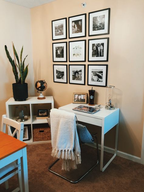 Clear chair from ikea. Desk from ikea. Lamp from home goods. Perfect study zone for a medical student! Torald Desk, Small Study Space, Clear Chair, Clear Chairs, Ikea Lamp, Ikea Desk, Small Study, Study Space, Office Desk