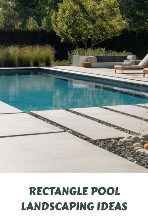 Explore a variety of creative landscaping ideas for rectangular pools that will elevate your outdoor sanctuary to a whole new level. Transform your space into a mesmerizing retreat with these 10 inspiring suggestions. Learn more about each idea and enhance the beauty of your pool area effortlessly. Get ready to reimagine your outdoor oasis like never before! River Rock Around Pool, Rectangle Pool Landscaping, Rectangular Pools, Geometric Pool, Rectangle Pool, Creative Landscaping, Pool Landscaping Ideas, Architecture Set, Swimming Pool Landscaping