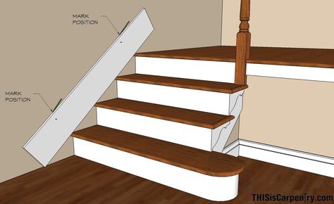 HOW TO install baseboard on stairs Stair Skirt Board, Stairs Skirting, How To Install Baseboards, Redo Stairs, Stairs Trim, Baseboard Styles, Baseboard Trim, Staircase Remodel, Staircase Makeover