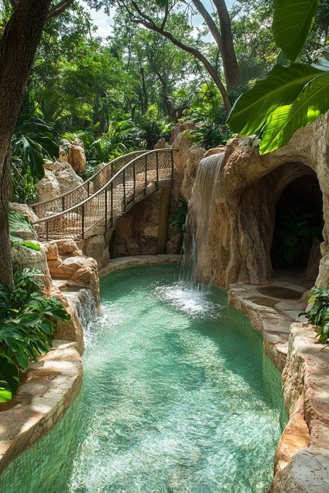 #ClassyHome #ElegantInteriors #ChicDecor #SophisticatedStyle #LuxuryLiving #TimelessDesign #ModernElegance #RefinedSpaces #HomeWithClass #StylishInteriors Lazy River In House, Lazy River Aesthetic, Hidden Pool, Dream Backyard Pool, Cool Swimming Pools, Small Pool Design, Lazy River, Deck Designs Backyard, Dream Life House