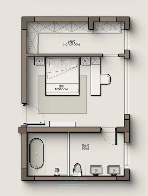 Ensuite Layout, Suite Layout, Master Suite Layout, Cabin Hotel, Smart Houses, Bedroom Layout Design, Hotel Plan, Plan House, Layout Plan