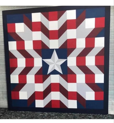 Looking For The Quilt Title And Pattern Patriotic Barn Quilts, Barn Quilts Patterns, Christmas Barn, Barn Signs, Painted Barn Quilts, Patriotic Art, White Quilts, Red And White Quilts, Barn Quilt Designs