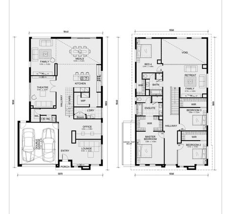 2 Storey Floor Plan, Plan Interior Design, Two Storey House Plans, 3d Floor Plans, Apartment Floor, Floor Plans 2 Story, Apartment Floor Plans, Two Storey House, Home Design Floor Plans