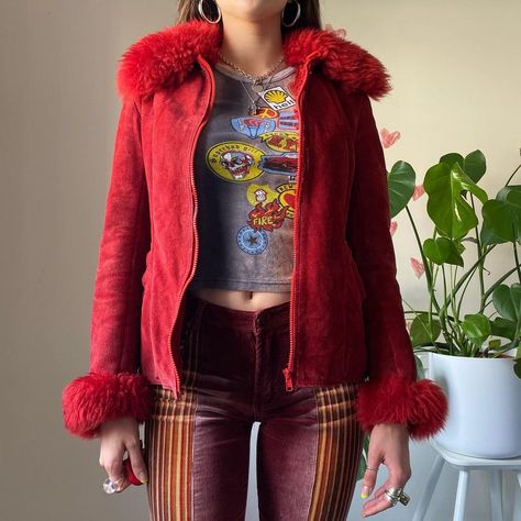 TAMARA HAWKES SHOP on Instagram: “top picks available now on my depop 💋 x” Red Afghan Coat, Red Suede Jacket, Afghan Coat, Coats Vintage, Nike Trainers, Red Suede, Jacket Vintage, Suede Jacket, Cherry Red