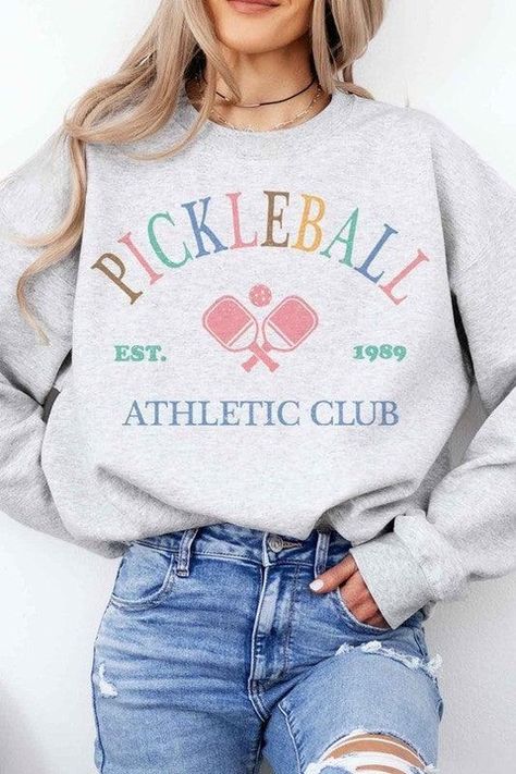 Stay cozy and stylish on the court with our Pickleball Graphic Sweatshirt. Made in the USA! 🏓🇺🇸 Click the link below to buy now: https://daverrifashions.com/products/pickleball-graphic-sweatshirt Follow us on Instagram @daverrifashions #Pickleball #Sweatshirt #MadeInUSA #Fashion #WomensFashion #PlusSizeClothing #WomensClothing #ShopNow #DaverriFashions Tennis Sweatshirt, Plus Jumpsuit, Pickleball Shirt, The Only Exception, Club Sweatshirts, Cardigan Sweater Coat, Athleisure Wear, Top Graphic Tees, Plus Size Shorts