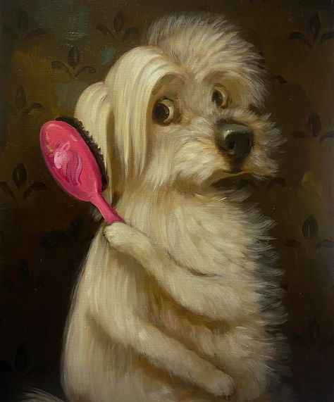 Arte Peculiar, Dog Paintings, Orange Cat, Cute Animal Drawings, Art Techniques, Dog Art, 그림 그리기, Animal Drawings, Creative Art