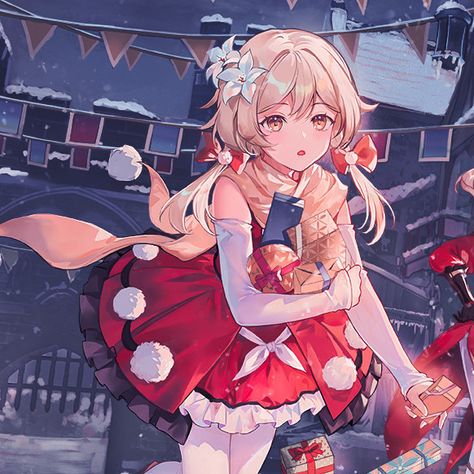 genshin impact icons lumine icons Genshin Winter Pfp, Lumine Christmas, Chibi Lumine, Genshin Christmas, Lumine Icon, Genshin Impact Lumine, New Year Anime, Xmas Outfits, Anime Christmas