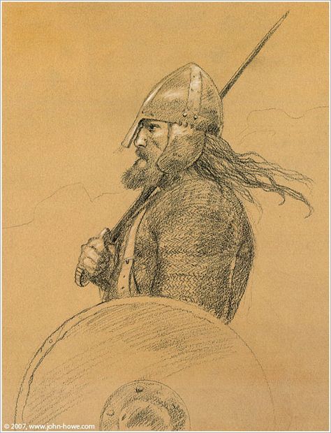 Beowulf - A Viking - John Howe John Howe Art, Beowulf Illustration, Beowulf Artwork, Beowulf Drawing, Beowulf Art, Viking Illustration, Illustrator Portfolio, Alan Lee, John Howe