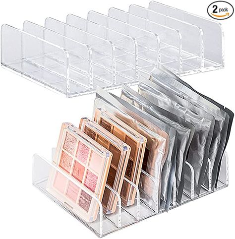 Amazon.com: 2 Pack Eyeshadow Palette Makeup Organizer 7-Section Divided Acrylic Makeup Cosmetic Storage Holder Display Stand Rack for Bathroom Countertop Vanity : Beauty & Personal Care Eyeshadow Organizer, Eyeshadow Palette Storage, Palette Organizer, Makeup Stand, Cosmetic Display, Palette Makeup, Organiser Box, Makeup Organizer, Cosmetic Storage