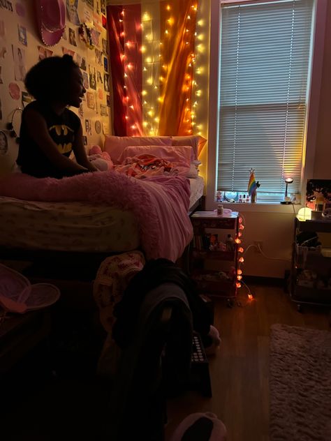 dorm room jan. 2023 #dorm #roomdecor #lesbian #fairy #wallcollage #pink Lesbian Room Ideas, Lesbian Room Decor, Gremlincore Room, Lesbian Cottage, Lesbian Bedroom, Lesbian Room, Small Room Ideas Aesthetic, Grunge Aesthetic Room Decor, Grunge Aesthetic Room