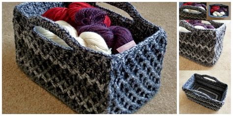 The Best Yarn Keeper – Rectangular Basket [Free Crochet Pattern] | | Your Crochet Crochet Containers, Crochet Storage Baskets Free, Crocheted Basket, Crocheted Baskets, Crochet Storage Baskets, Crochet Basket Pattern Free, Basket Patterns, Diamond Trellis, Crochet Storage