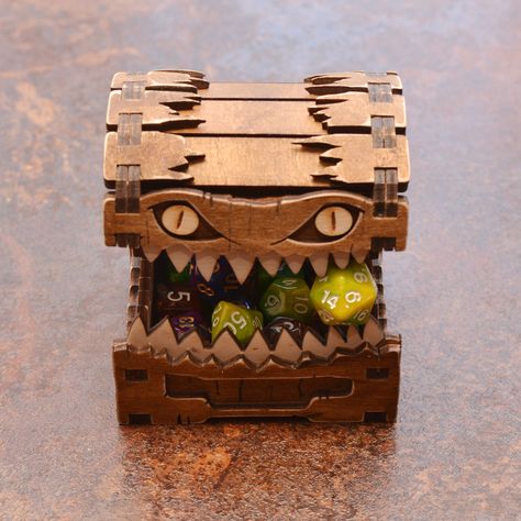 Mimic Chest, Dice Jail, Wood Dice, The Mimic, Dice Box, Box Wood, Christmas Gifts For Him, Jan 11, Role Playing