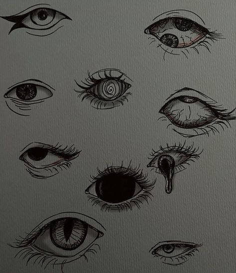 Obsession Eye Drawing, Many Eyes Drawing Creepy, Interesting Eyes Drawing, Scary Eyes Drawing Easy, Possessed Eyes Drawing, Edgy Eye Drawing, Eyes Everywhere Art Creepy, Eye Drawing Y2k, Eye Tattoo Creepy