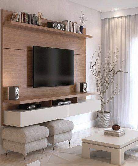 Tv Shelf Ideas, Tv Wanddekor, Floating Shelves Entertainment Center, Tv Fal, Floating Entertainment Center, Tv Entertainment Centers, Diy Entertainment, Living Room Wall Units, Tv Cabinet Design