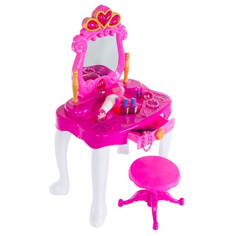 "Buy Toy Time Pretend Play Princess Vanity Toy Set at Michaels. com. Each set has 14 different fashion and makeup accessories, such as pretend lipsticks and nail polish, and jewelry such as rings, bracelets and a necklace, all which can be conveniently stored in the vanity drawer. The Pretend Play Princess Vanity set will make every little girl feel like a princess. Each set has 14 different fashion and makeup accessories, such as pretend lipsticks and nail polish, and jewelry such as rings, bra Kids Makeup Vanity, Princess Vanity, Vanity Drawer, Pretend Makeup, Vanity Makeup Table, Play Makeup, Kids Play Toys, Painted Vanity, Kids Pretend Play