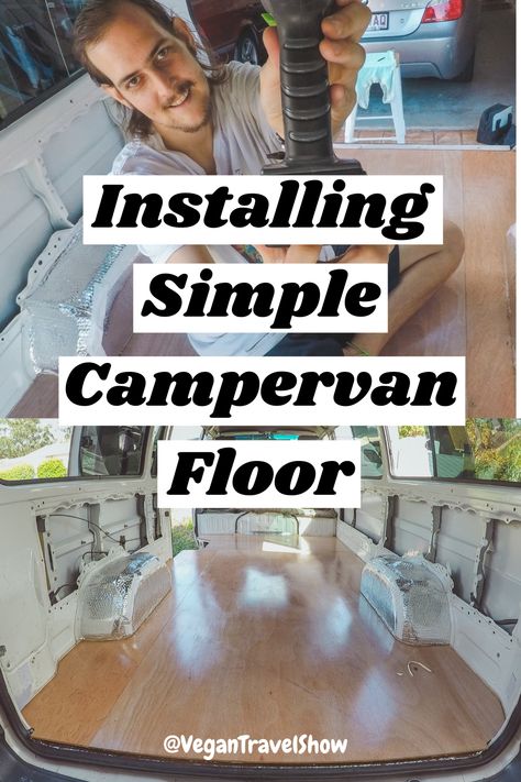 In our YouTube DIY van conversion video series we show how to build an easy and simple campervan for complete beginners. We design and install the interior of our small Toyota Hiace Commuter starting with our plywood floor. Our van was custom made and designed by ourselves using only basic tools with no building experience at all! If you need ideas for your own campervan fitout check out our build series on youtube. | Vanlife Guide | Vegan Travel Show #vanbuild #diy #campervan #vanlife #offgrid Toyota Hiace Campervan Interior Layout, Plywood Van Interior, Campervan Flooring Ideas, Hiace Conversion, Toyota Hiace Campervan Interior, Hiace Van Conversion, Campervan Flooring, Simple Van Conversion, Van Conversion Floor