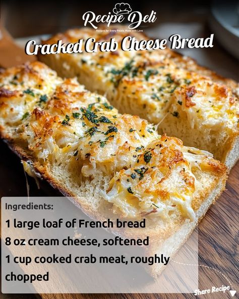 Recipe Deli Recipes With Deli Meat, Cracked Crab, Recipe Deli, Deli Recipes, Bread Ingredients, Deli Meat, Cheese Bread, French Bread, Crab Meat