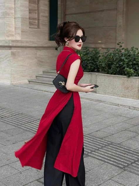 Chinese Work Outfit, Vietnam Aesthetic Outfit, Chinese Fashion Casual, Dress With Buttons, Long Kurti Designs, Fashion Top Outfits, Normal Clothes, Trendy Dress Outfits, Elegante Casual